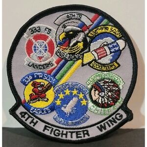 Air Force 4th Fighter Wing Patch F-15 Strike Eagle Embroidered 4" NC‎